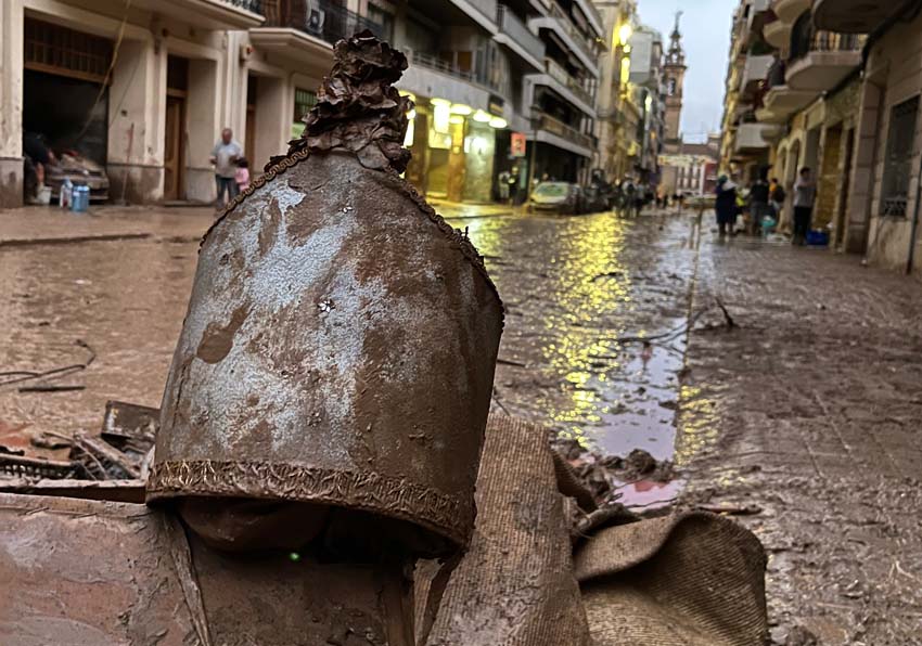 A bell hanging on the ground